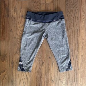 MPG Gray Capri Leggings with black & purple accents